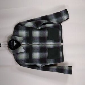 Vintage 90s Democracy Green Wool Preppy Winter Cozy Comfy Plaid Zip Up Jacket